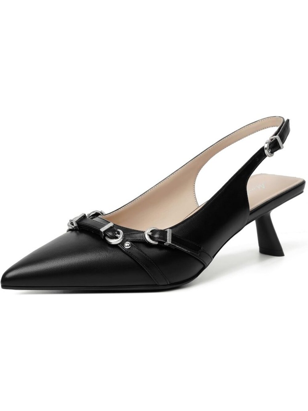 Women's Black Pu(03) Patent Leather Kitten Heels Pointed Toe Pumps Dressy Shoes
